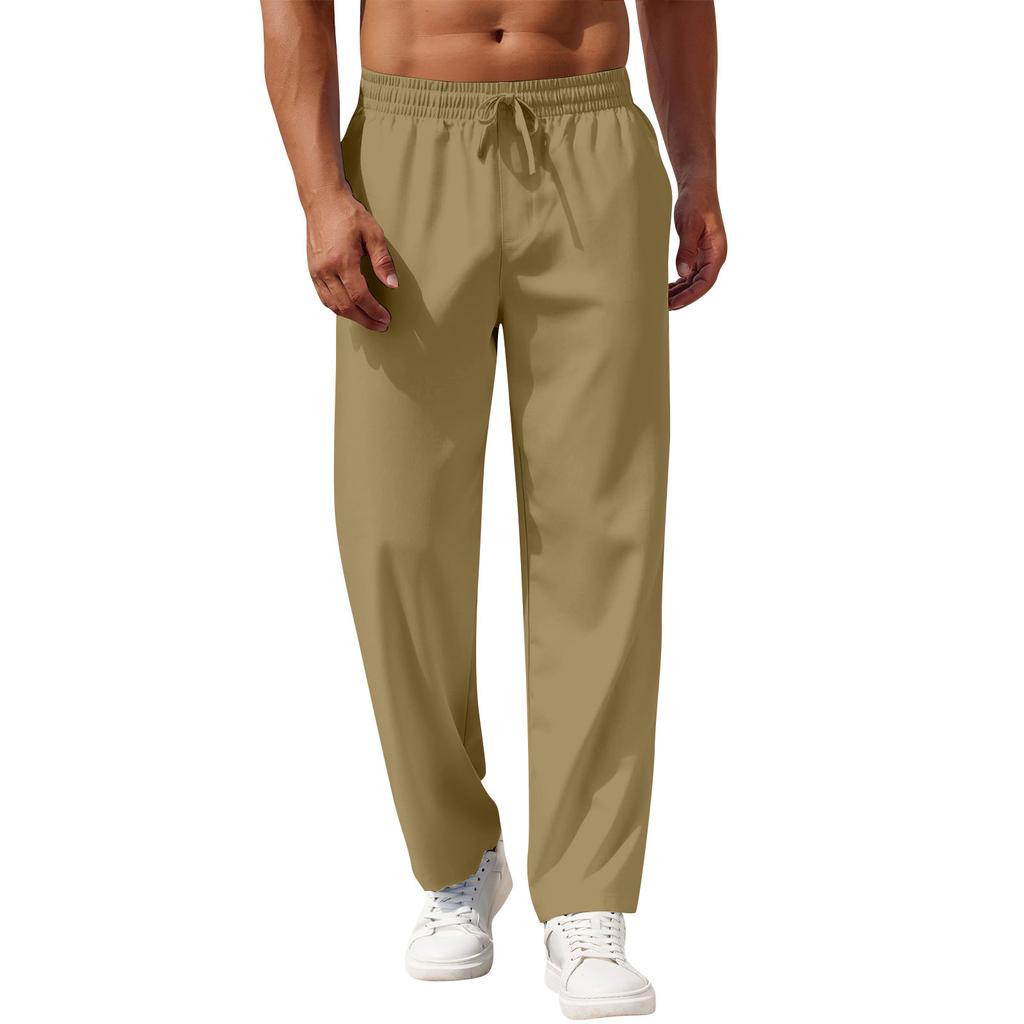 Erkek Tulum Bağcıklı Çok Cepli Günlük Pantolon Yürüyüş Pantolonu Pamuklu Twill Pantolon