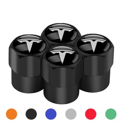 4 stuks/set Auto Aluminium Bandventiel Stofkappen Badge Beschermhoes Accessoires Embleem Voor Model 3 Model Y Model S Model X