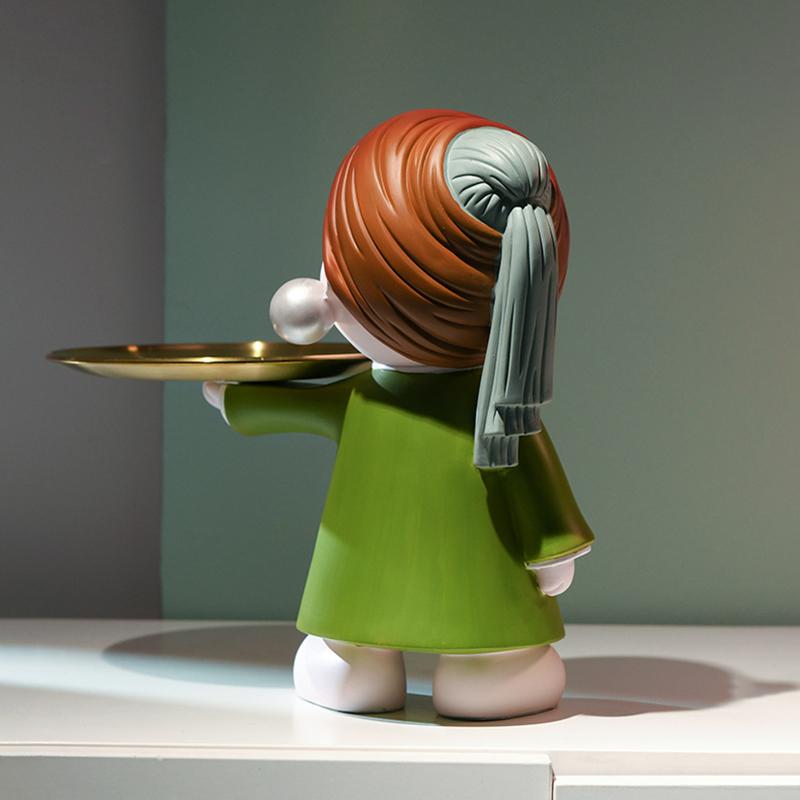 Girl Statue Sculpture Decoration Miniature Figurine Sundries Remote Control Key Storage Box Modern Living Room Desk Home Decor
