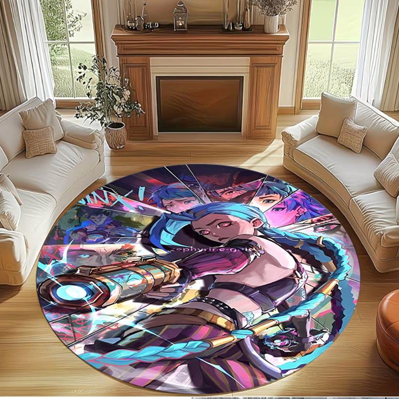 Jinx Print Round Rug, Washable Floor Carpet, For Entryway Dorm Laundry Room Office Study, Home Decor Birthday Christmas Gift