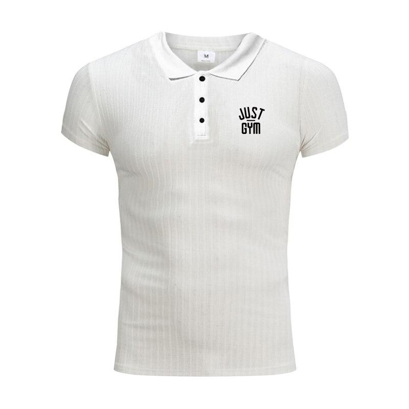 

Muscleguys Молодежь Поп Мужская рубашка POLO с коротким рукавом Летняя фитнес-тренировка Лацкан Футболка Мода и удобные тонкие топы XXL