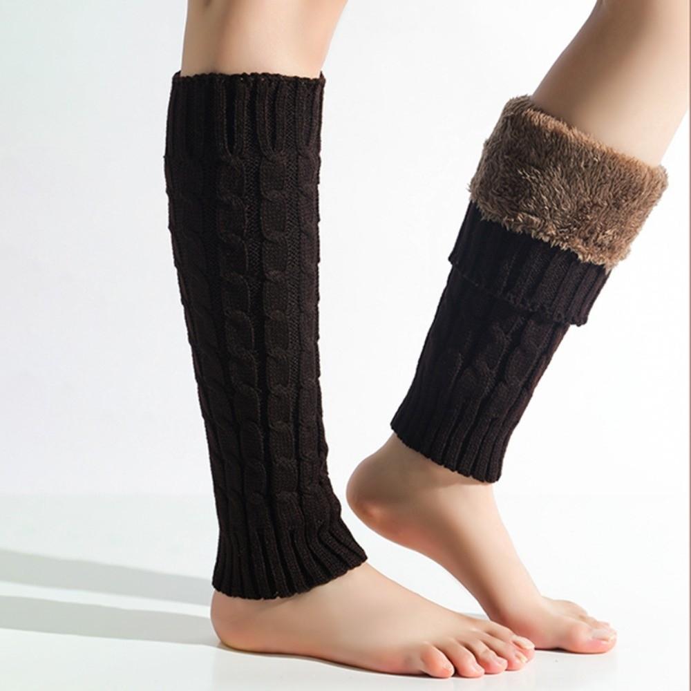 Foot Cover Winter Leg Warmers Knee High Knitted Leg Coverings Socks Fleece Leg Warmers  Women