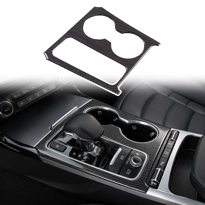 Soft Carbon Fiber Car Center Console Water Cup Panel Frame For Kia Stinger 2019-2023 Trim Sticker Decoration Accessories