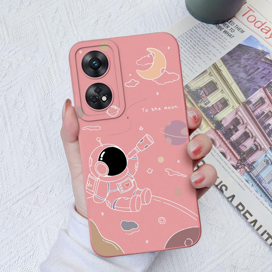 Phone Case For OPPO Reno 8T 4G 5G 8Z 8Lite Cover Cartoon Camera Protection Liquid Silicone Bumper For OPPO Reno8 T Fundas Gift