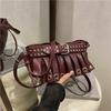Fashion Y2k Studded Shoulder Bag Ruffled Skirt Belt Buckle Design Women Exquisite Versatile Handbag Cool Metallic Crossbody Bag