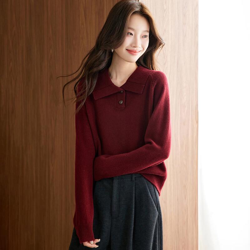 Srcr Women's 100% Wool Lapel Sweater