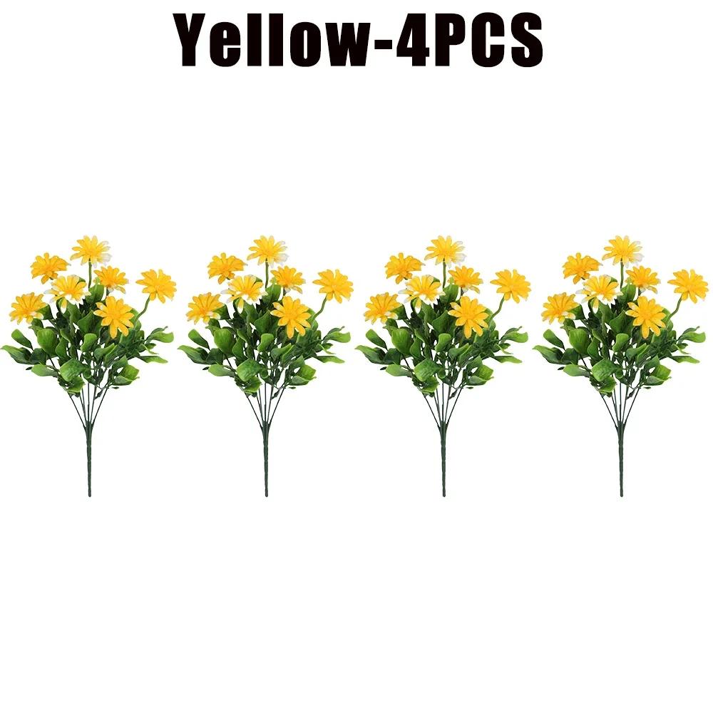 2/4/8Pcs Simulation Chrysanthemum Daisy Artificial Flowers Plastic Decorative Plants For Outdoor Garden Home Decoration