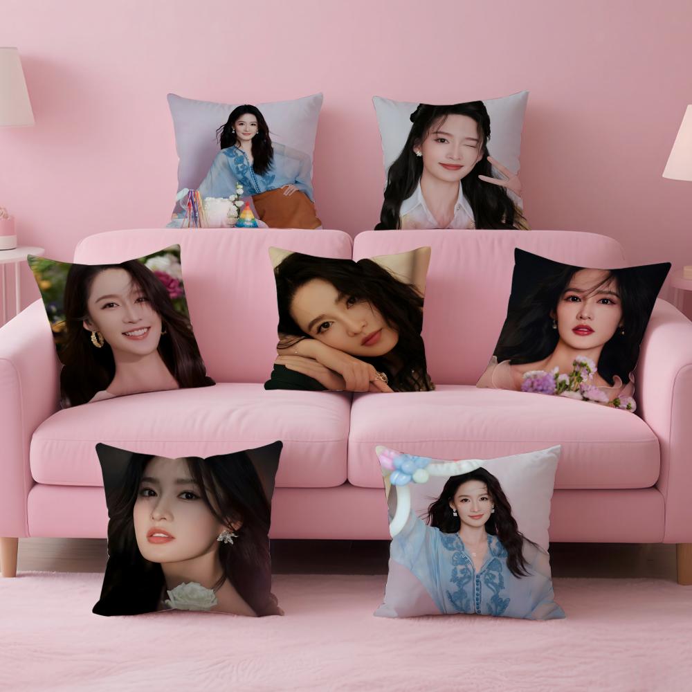Popular fashion Elegant Chinese actress LLi Qin Cushion Cover Pillow Case Soft Friendly Fabric Concealed Zipper
