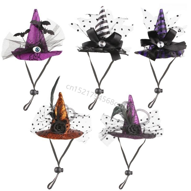 Hundar Häxhatt Cosplay Hundar Halloweenfester Häxhatt för Fotografering 6XDE