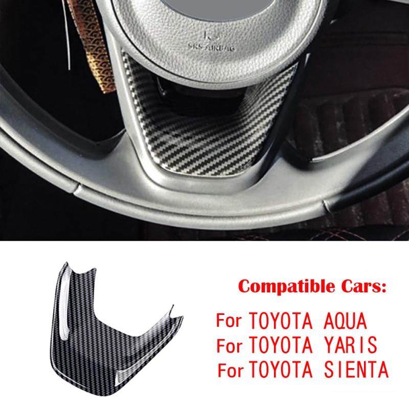 For Toyota Yaris Cross Aqua Sienta Interior Accessories ABS caronfiber black Steering Wheel U shaped Cover trim