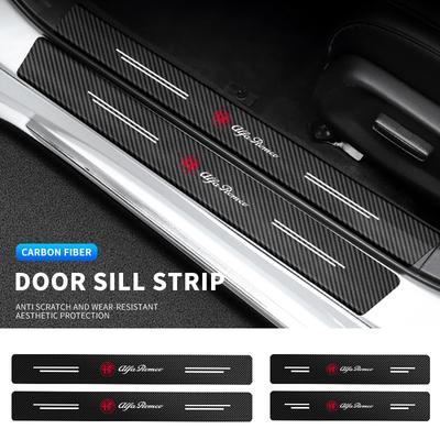4Pcs Car Threshold Door Sill Protector Anti Scratch For Giulietta GT 159 147 156 Mito Brera Giulia F1 Stelvio Volan