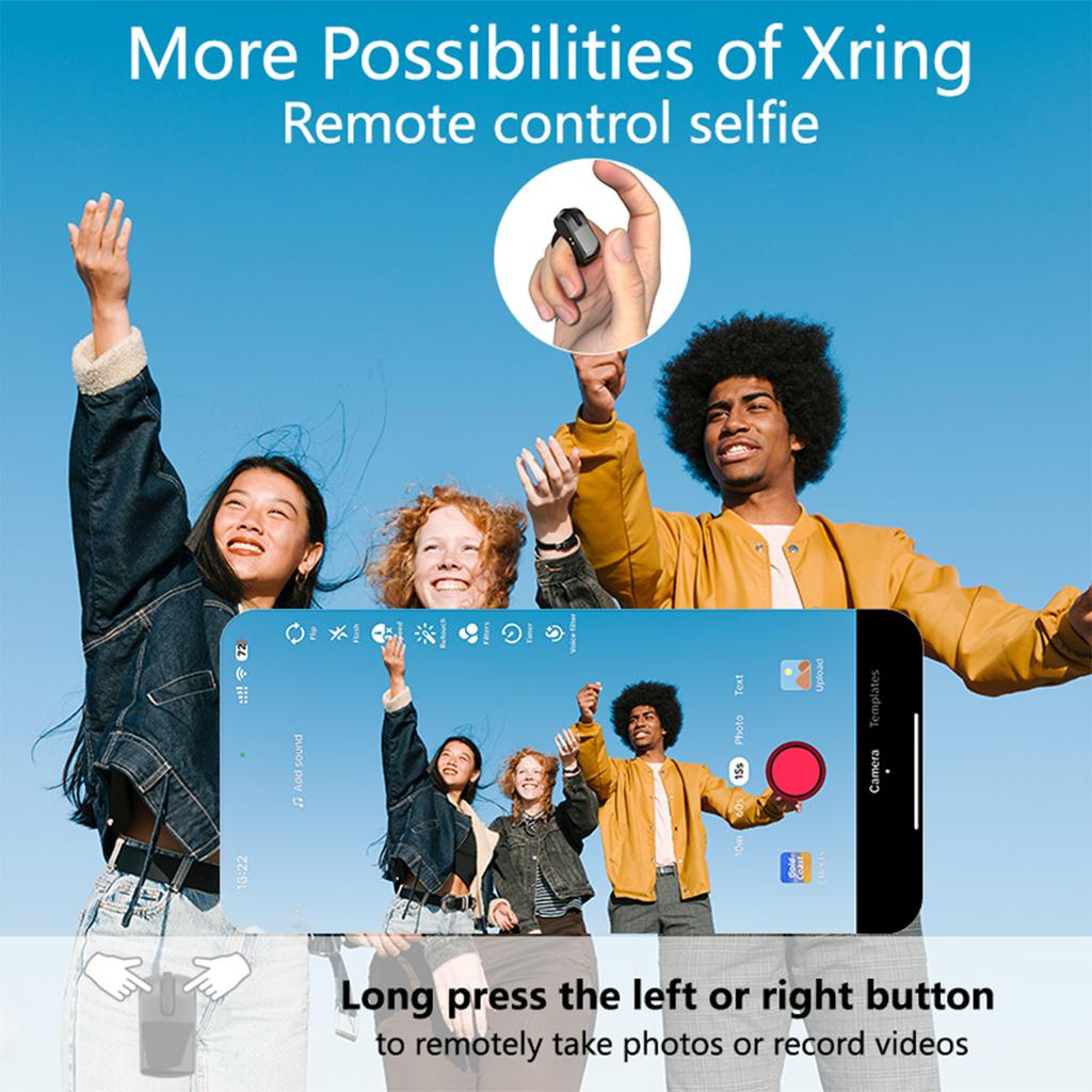 Bluetooth Ring Touch Screen Remote Control for iPhone Android Video Scrolling Ebook Page Turner Music Playback Photo Shutter