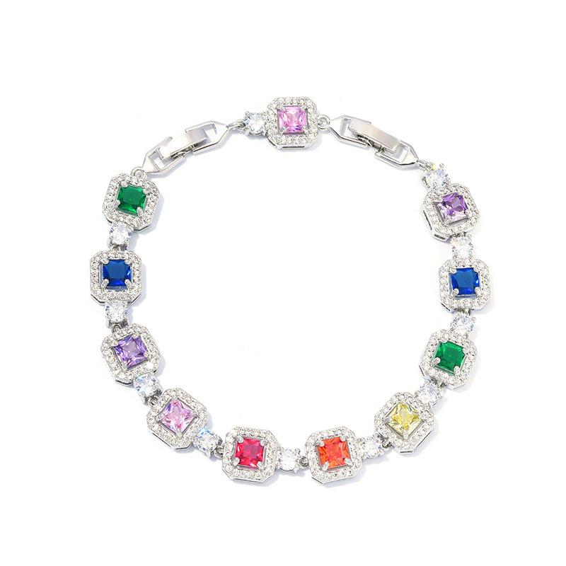 Adjustable Color Zircon Bracelet Female European and American Fashion Full Diamond.