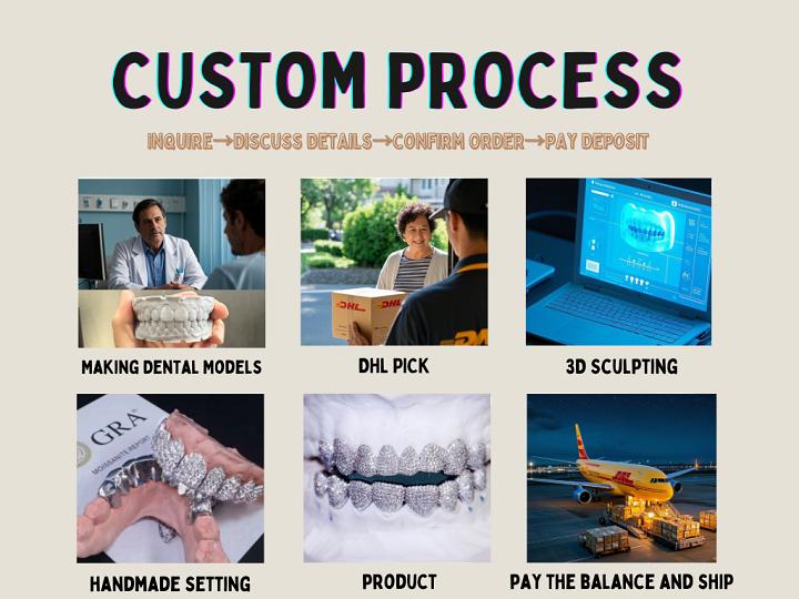 Design Made Open Face Teeth Grillz Jewelry Vvs Moissanite Diamond  925 Sterling Silver Hip-hop Iced Out Grillz for Men