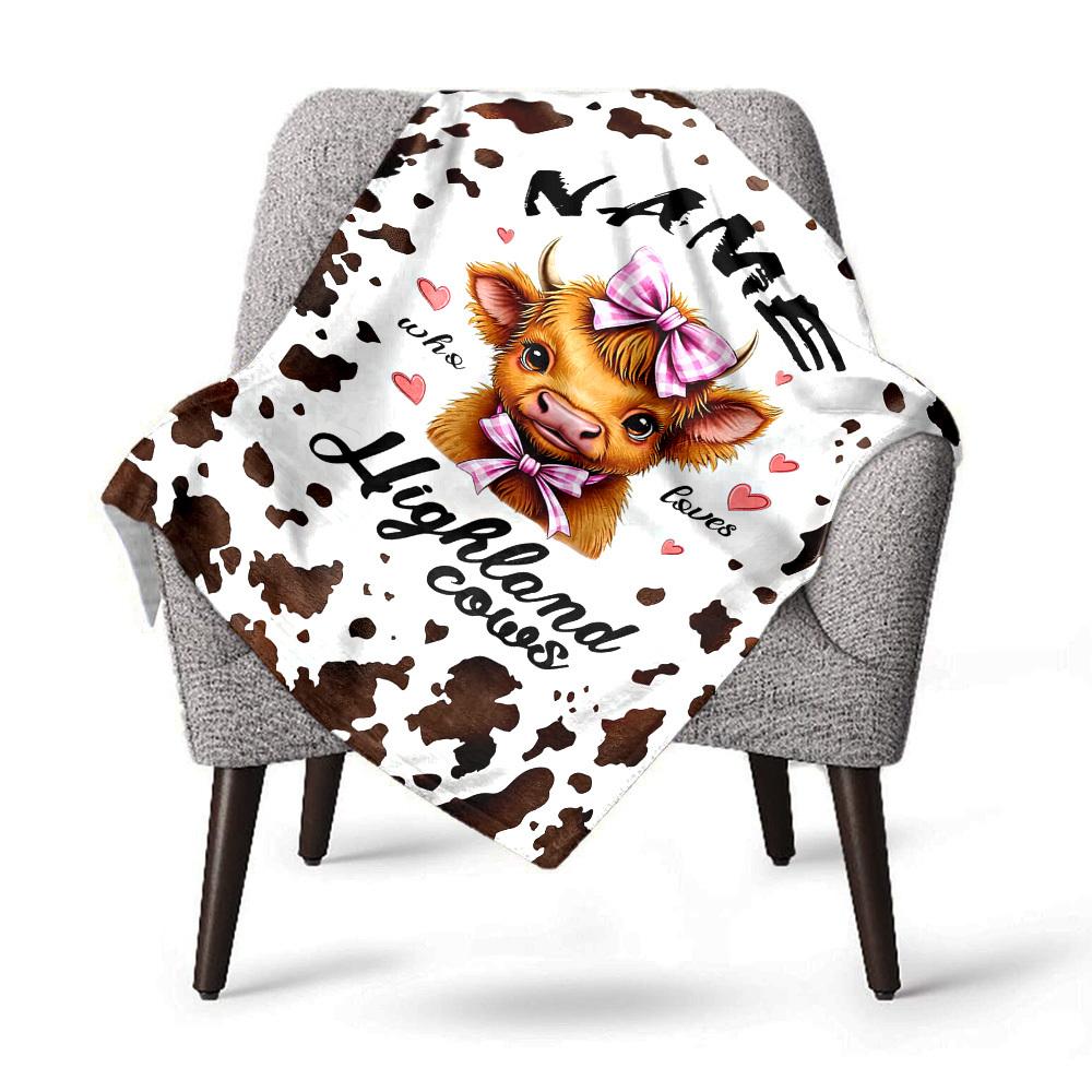 Highland Cow Theme Home Customize Your Name Blankets Comfortable Soft Lightweight Allseason Multipurpose Blanket For Picnics Sofas Offices Beds Living