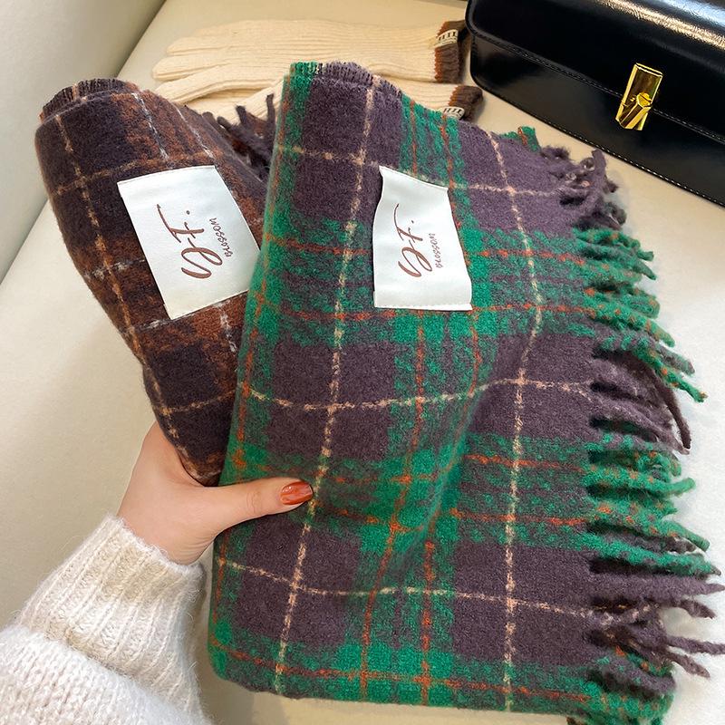 2023 Retro Grün Damen Imitatkashmir Dick Schal & Stola - Neujahr Weihnachts Kollektion