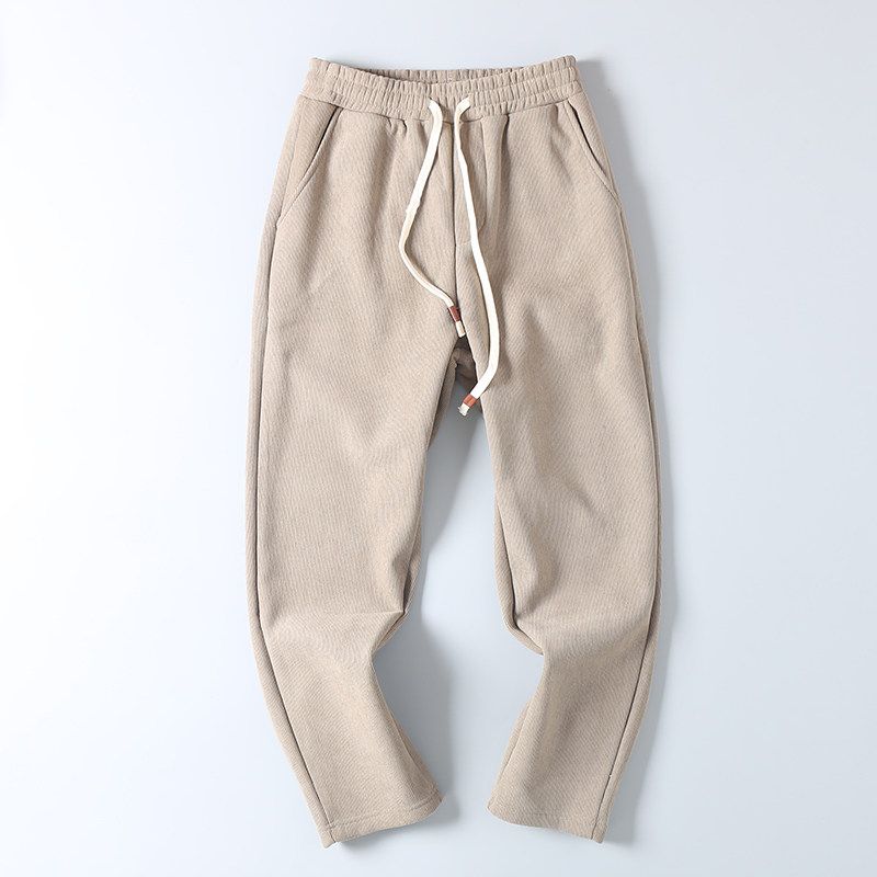 450G Heavy Weight Corduroy Fleece-lined Thick Casual Trousers Men Autumn and Winter Wild Loose Straight Drooping Warm-Keeping Pants