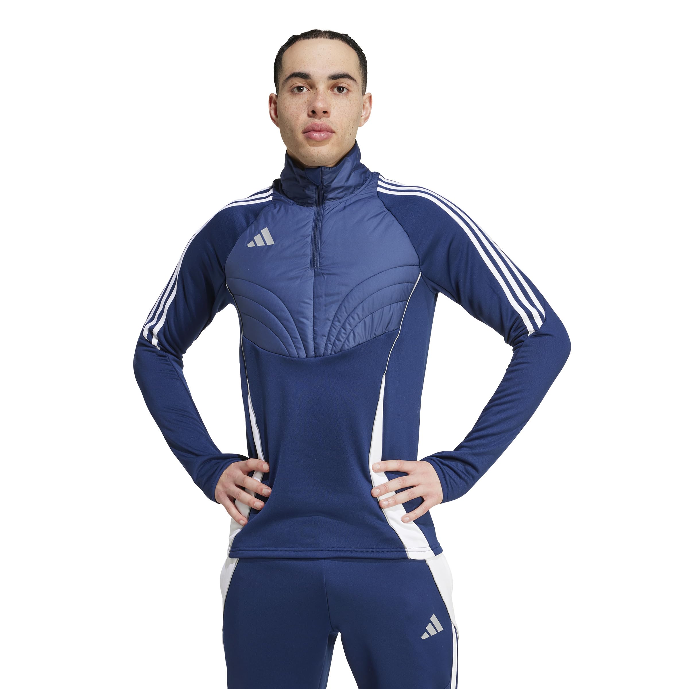 

Adidas Tiro 24 Зимный джерси топ JTQ63 на молнии, повседневная командная куртка, стиль жизни, мужская, сине-белая (IY0127)