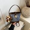 Retro casual texture contrasting color bucket bag 2025 autumn and winter new fashionable versatile simple portable shoulder messenger bag