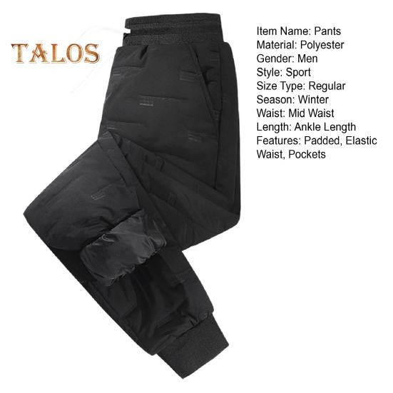 Zimní Pánské Kalhoty Silná Polstrovaná Šňůrka Pružný Pas Pásek Kotníků Hladký povrch Jednobarevné Teplé Sportovní Cestování Pracovní kalhoty