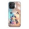Suitable for Apple 15pro Airbag Stand, Phone Case Telescopic Stand, Glass Cartoon Painted Protective Case