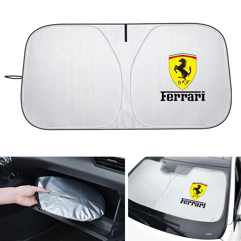 Car Logo Folding Sun Shade Cover Windshield Visor UV Protect For Ferrari Roma 488 Portofino F8 Spider SF90 Superfast LaFerrari