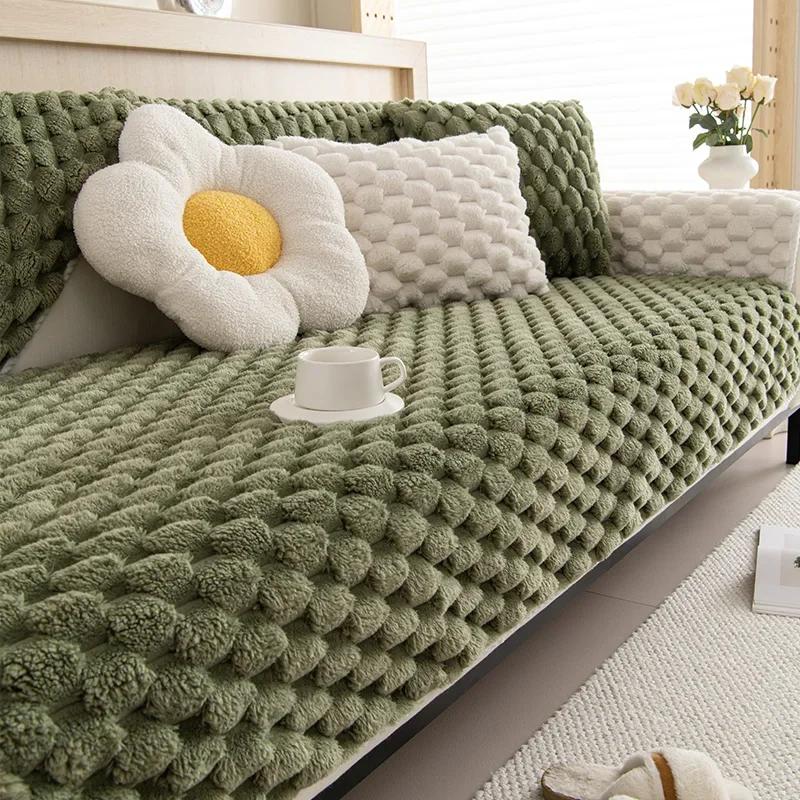 Winter Sofa Cover Thicken Plush Non-Slip Couch Cushion for Living Room Soft Universal Sofa Cover Back Towel Sectional Sofa Mat