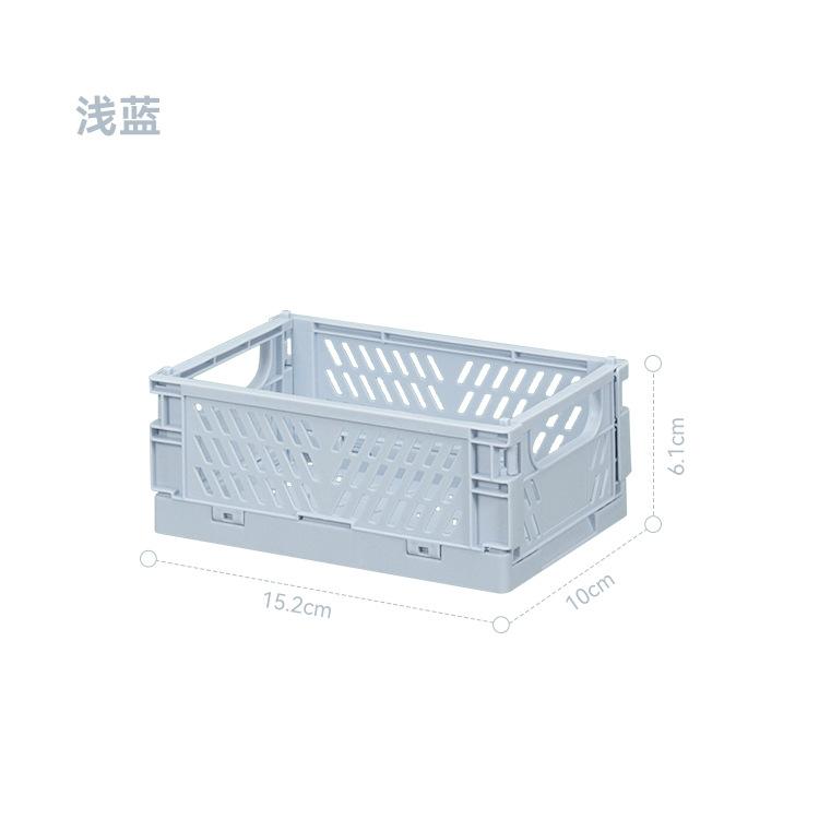 

Ins Desktop Folding Storage Basket Sundries Toy Snack Kawaii Student Desk Organizer Storage Box Plastic Stackable Storage Basket