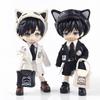 Obitsu 11 (OB11) Size Outfit for Obitsu Dolls (11cm Body): Mimi Gentleman Suit Jacket, Shorts, and Cat-Eared Casquette Hat Set (Black, 9 Pieces)