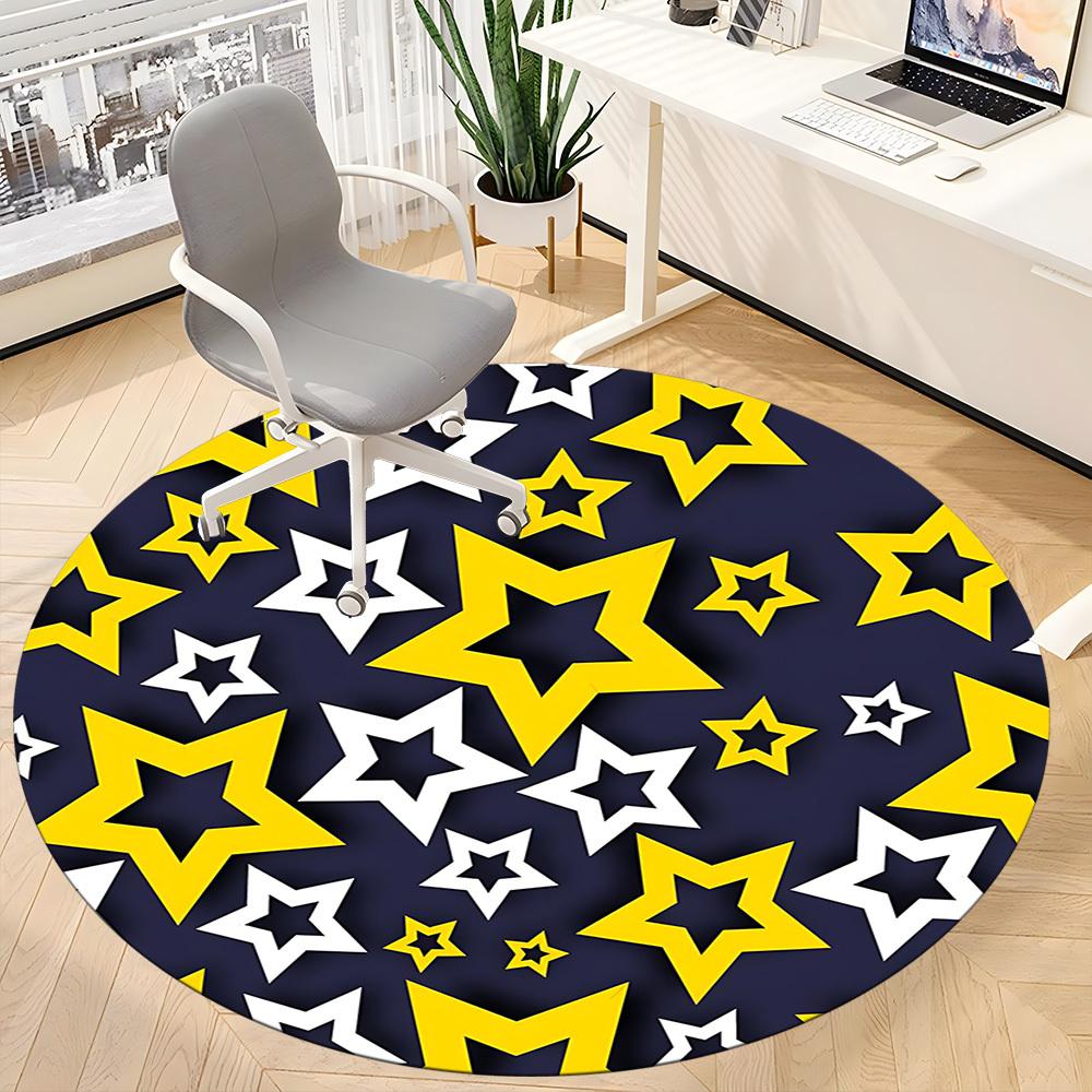 1pc Stars Night Office Round Area Rug, Indoor Mat Suitable For Office, Under Office Chairs Bedroom Living Room Home Decor, Room Deco