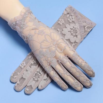 Guante de Encaje Antideslizante Protección Solar Mitones para Conducir Coche Guantes Elegantes con Protección Solar Ciclismo