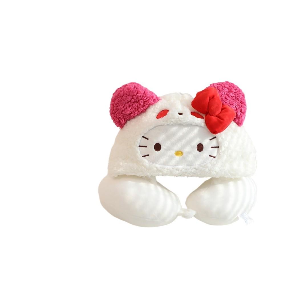 Hello Kitty U-förmiges Nackenkissen mit süßem Hut für Reisen und Büro-Ruhe