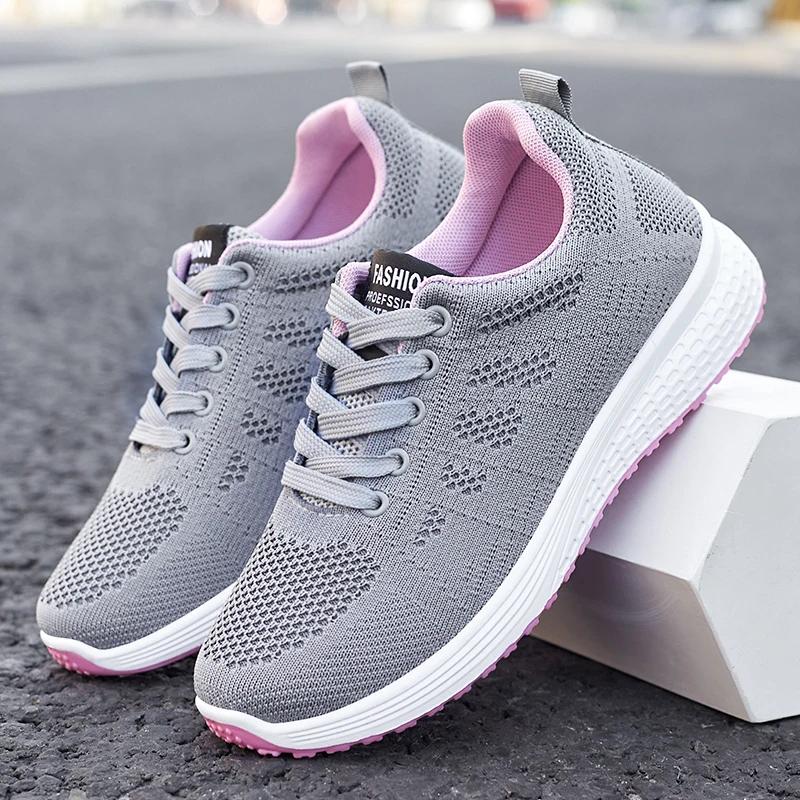 Sneakers For Women Fashion Breathable New Comfortable Soft Sneakers Women Mesh Fabric Lace Up Woman Shoes Female Footwear