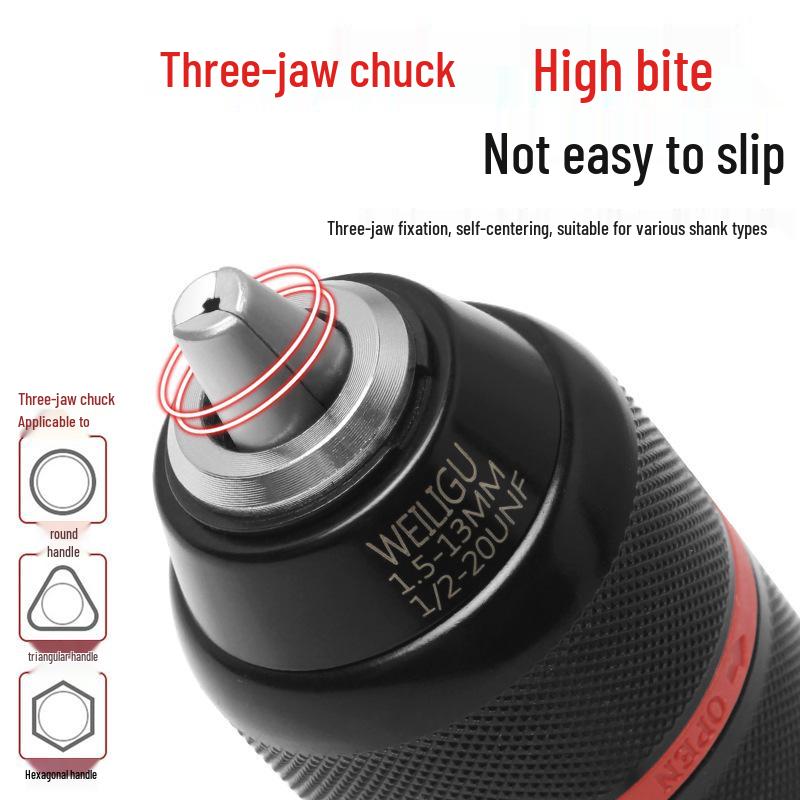 Self-Locking Ratchet Drill Chuck 1.5-13mm Quick-Change Adapter, 20/24UNF.