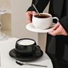 Frosted Ceramic Coffee Cups And Saucers High Value Solid Color Black And White Simple High Value Household Afternoon Teacup Set