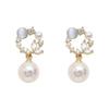 "Alice's Dream" Fairy Flower Crown Mermaid Pearl Pendant Silicone Clip-On Earrings for Women