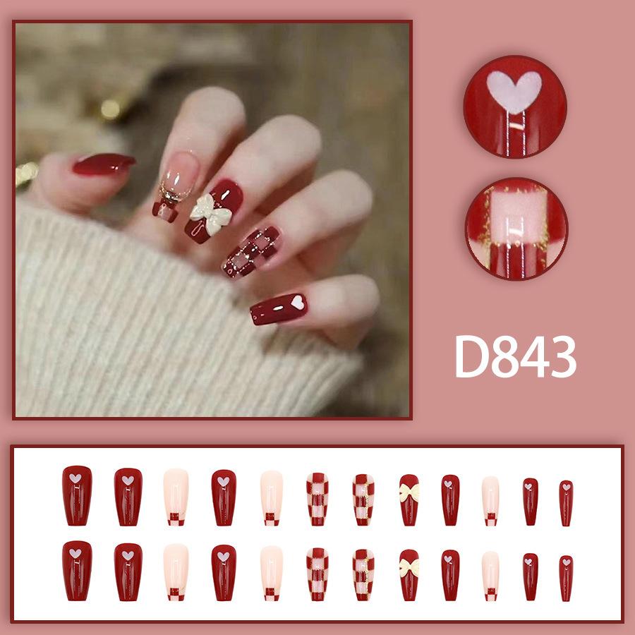 

24 штуки красный клетчатый бант любовь длинный балетный ноготь милый крутой флеш милый ветер королевский маникюрный элемент