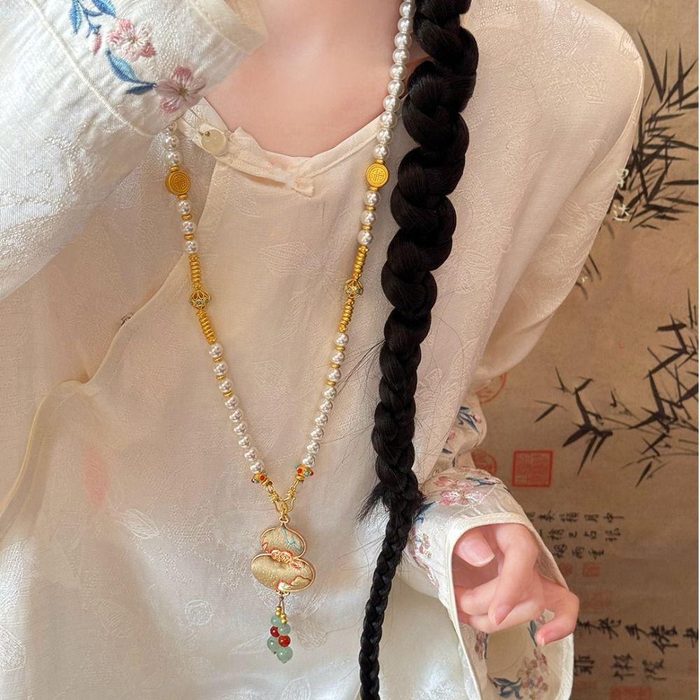 Beads Song Brocade Gourd Necklace Luxury Pearl Long Sweater Chain Women