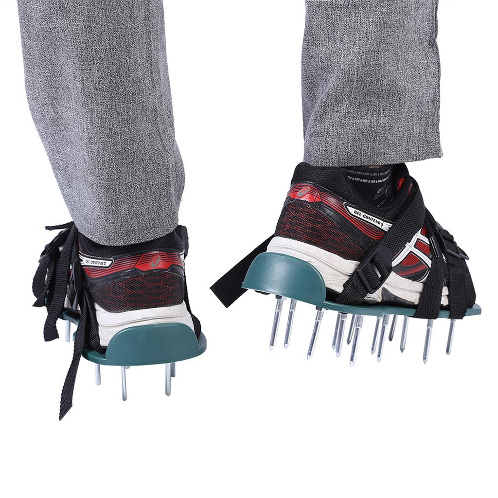 1 P  of Lawn Aerator Sandals Heavy Duty Grass Spiked Shoes with Buckle Garden Tool (4 Straps)