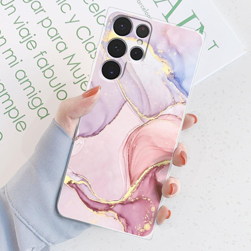 For Samsung S22 Ultra Case S22 Plus Watercolor Marble Transparent Case For Samsung GalaxyS22 Ultra S22Plus Cover Silicone Bumper