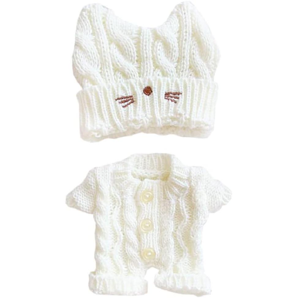 niannyyhouse 20cm Plush Doll Clothes Cat Hat Woolen Thread Onesies 8in Doll Accessories (B)