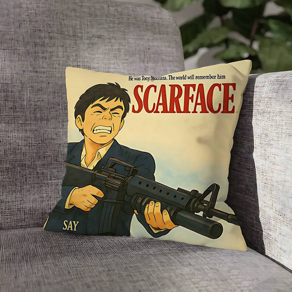 Tony Montana S-ScarfaceS Pillow Case For Sofa Decor Car Office Room Printing Cushion Cover Decorations and Protector