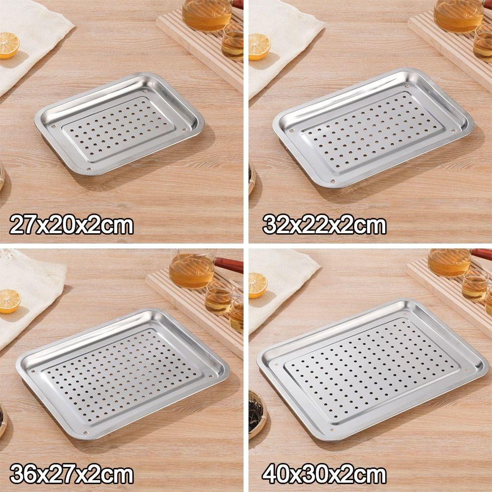 Stainless Steel Tea Tray Rectangle Barbecue Plate New Draining Basin  Teahouse Restaurant