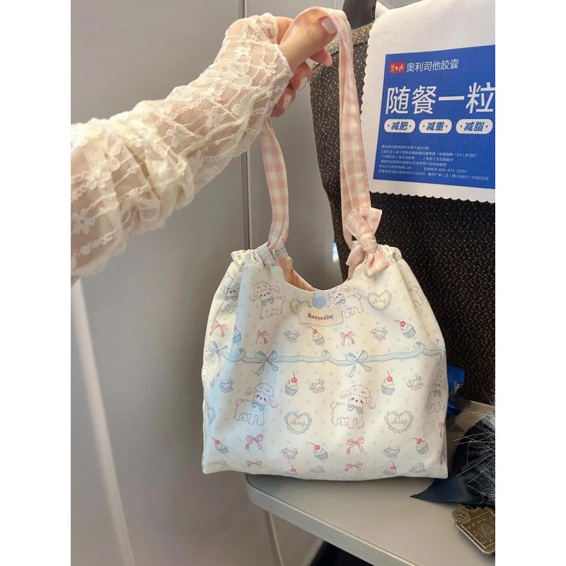 

Милая девушка сладкая сумка новая цветочная овечка тоут универсальная холщовая сумка для поездок на работу сумка для ланч-бокса розовый