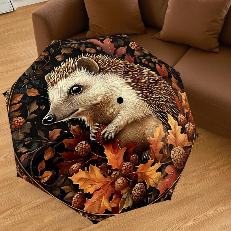 1PC Hedgehog, AutumnAutomatic Open/Close Umbrella with Windproof, 8-Rib Sturdy Canopy, Durable Ribs, Fashionable Design, Outdoor Accessory, Fun Prin,