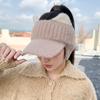 Women's New Style of Autumn and Winter Thickened Ear Protection and Cold-proof Knitted Wool Hat Warm Empty Top Plush Baseball Cap