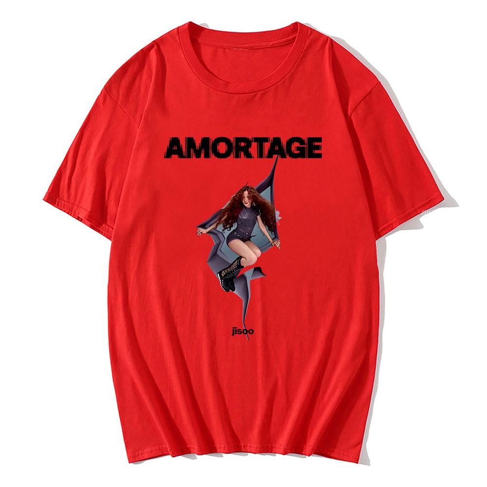 Streetwear Korejská zpěvačka JISOO AMORTAGE Tričko Pánské oblečení Hip Hopová trička Ležérní Pánská Dámská Bavlněná trička Hip Hopová Módní Trička