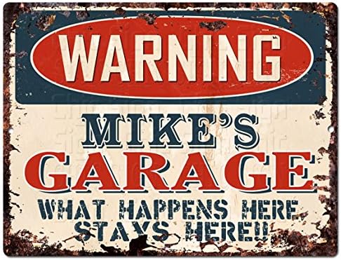 

Warning MikeS Garage Tin Vintage Retro Rustic Metal Plate Store Home Man Cave Decor Funny Giftaluminum 20x30cm（7.8x11.8inch）