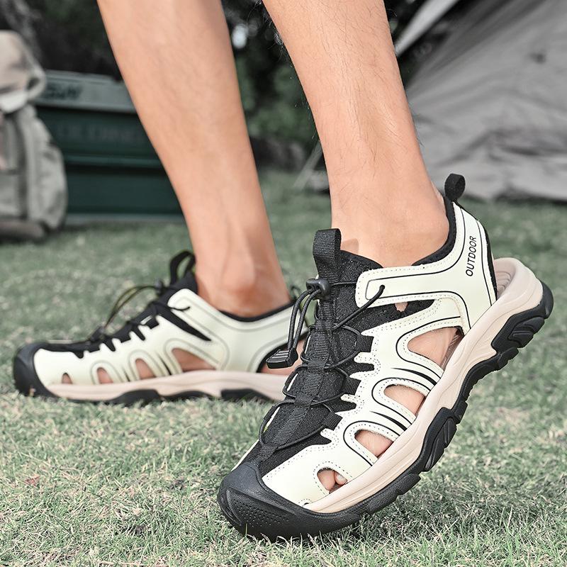 New summer men's bag head sandals breathable live broadcast explosion casual large size beach shoes hollow mesh shoes