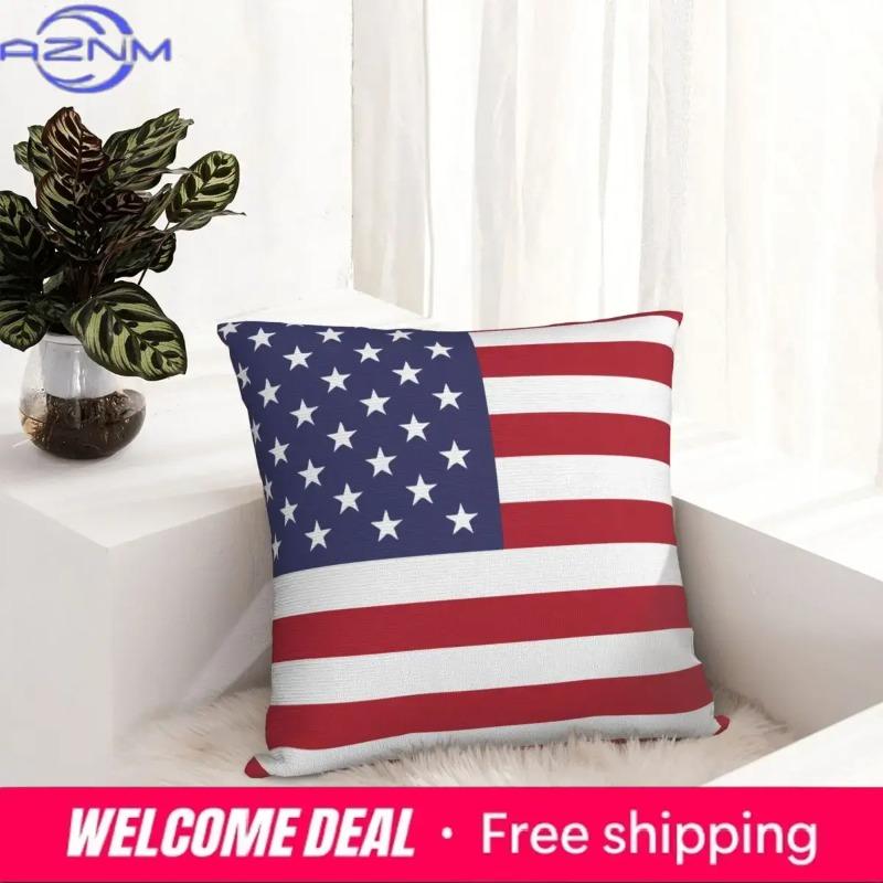 Usa Australia Flag Print Cushion Cover Super Soft Short Plush Pillow Covers 45*45 Throw Pillow Case Sofa Home Decor Pillowcase